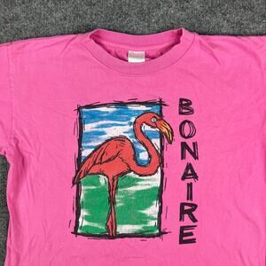Gift shop T-Shirt Women's M Pink Flamingo Graphic Short Sleeve Tourist Tee